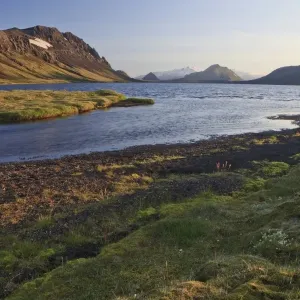 Evening on a lake in a volcanic landscape, Alftavatn, Iceland, Europe Evening on a lake in a volcanic landscape, Alftavatn, Iceland, Europe