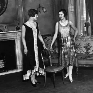1928 Evening Wear Print: A side-by-side comparison of two evening dresses 1928 Evening Wear Print: A side-by-side comparison of two evening dresses