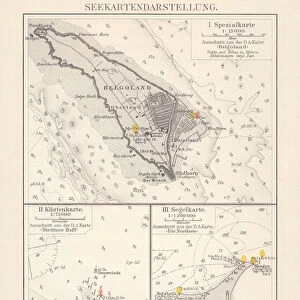 Excerpts of nautical charts, lithograph, published in 1897