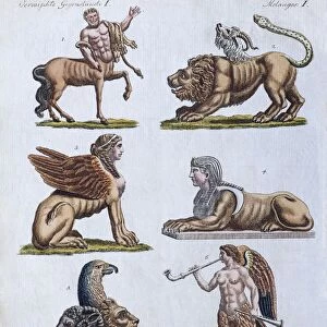 Fabulous animals, hand-colored copper engraving from Friedrich Justin Bertuch Picture