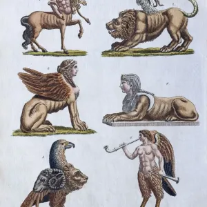 Fabulous animals, hand-colored copper engraving from Friedrich Justin Bertuch Picture Fabulous animals, hand-colored copper engraving from Friedrich Justin Bertuch Picture