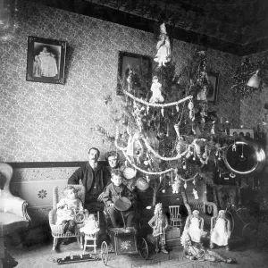 Family Beside Their Christmas Tree Print Family Beside Their Christmas Tree Print