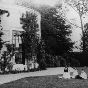 Family Photo Print circa 1895, a Victorian family scene on lawn Family Photo Print circa 1895, a Victorian family scene on lawn