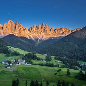 Famous best alpine place of the world, Santa Maddalena village with magical Dolomites