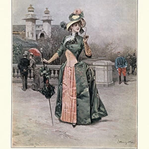 Fashion of a French woman, Victorian, 1880s, 19th Century