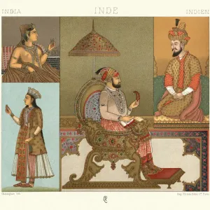 Mughal Empire Women and Man on Golden Throne Print Mughal Empire Women and Man on Golden Throne Print