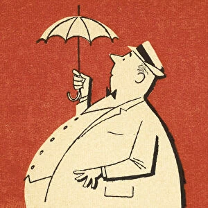 Fat Man Holding Tiny Umbrella