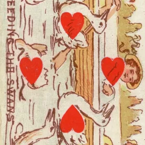Feeding the Swans, Eight of Hearts, Harlequin Playing Cards, N219, Kinney Tobacco Card, 1888
