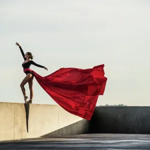 Female dancer dancing in the streets of Lyon, France