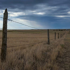 Fence in Savannah near Minuteman Nuclear Missile Site, South Dakota, USA