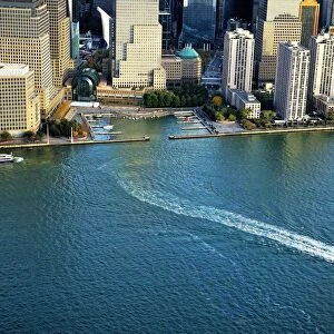 Ferry departs Manhattan