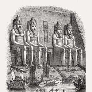 Festival on the Nile river in Ancient Egypt, published 1880
