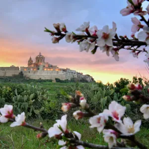 A fiery sunset over Mdina, Malta