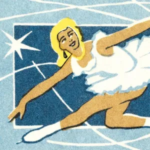 Five Stages of Figure Skater Performing Axel Jump Print. Art
