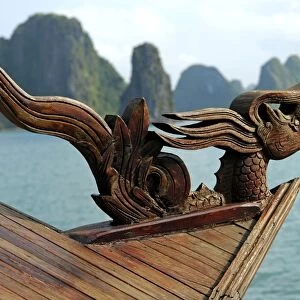 Figurehead of a traditional Vietnamese junk boat, Halong Bay, Vietnam