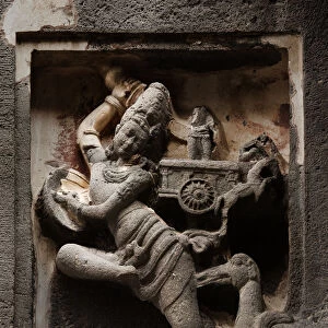 Figures of Mithunas on fa'ade of Kailasa Temple El