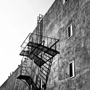 Fire escapes on an apartment building Fire escapes on an apartment building