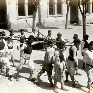 Firemen around 1870 in Kontantinople, today Istanbul, Turkey, Historical, digitally restored reproduction from a 19th century original