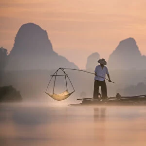 Fishing at Nong Talay in Krabi, Thailand in the morning