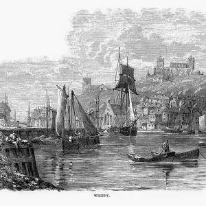 Whitby Fishing Village Print, 1840 Engraving