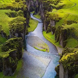 Above of Fjadrargljufur canyon in summer, Iceland