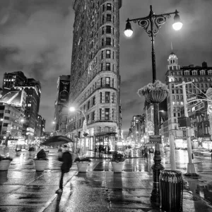 Flatiron Buiding - Manhattan at Night and in the Rain