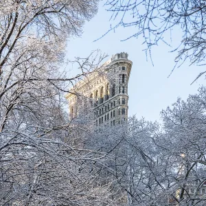 Flatiron Building under snow, New York