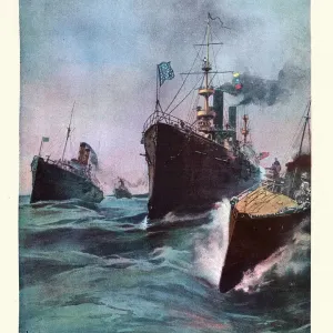 Fleet of United States Navy warships, Cruisers and torpedo boat, 19th Century Fleet of United States Navy warships, Cruisers and torpedo boat, 19th Century
