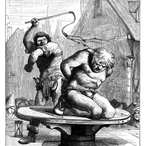Quasimodo Flogging Print - 1880 Engraving of Notre Dame Cathedral Scene Quasimodo Flogging Print - 1880 Engraving of Notre Dame Cathedral Scene