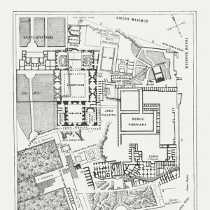 Floor plan of Palatine Hill in Rome, published in 1878