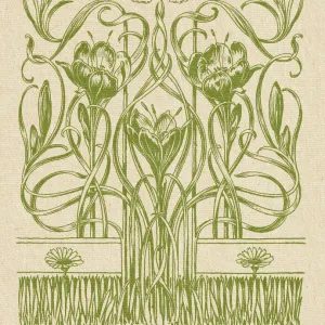 Floral ornament with lilies and butterfly decorative art nouveau 1897