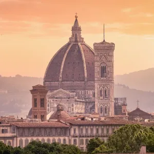 Florence, Tuscany, Italy. Santa Maria del Fiore Duomo Cathedral from a unique point of Florence, Tuscany, Italy. Santa Maria del Fiore Duomo Cathedral from a unique point of