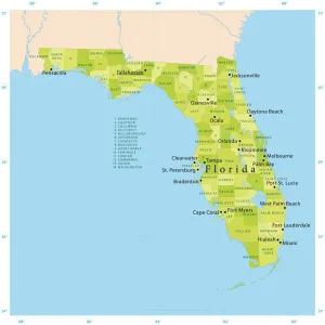 Mapa Vector de Florida. Mapa Vector de Florida.