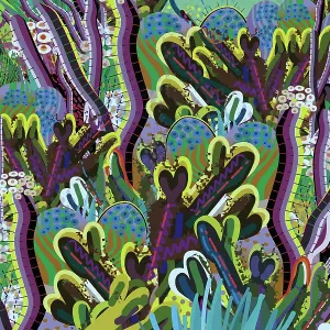 Flowering Cactus all over background pattern