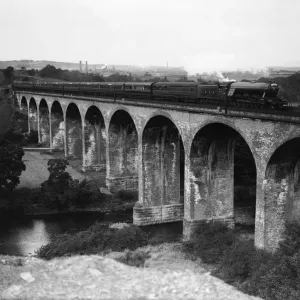 The Flying Scotsman Express Train Crossing Croxdale Viaduct Print