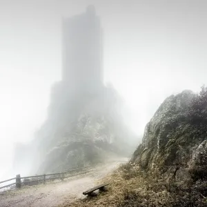 Fog at Chateau du Girsberg in Alsace, France Fog at Chateau du Girsberg in Alsace, France