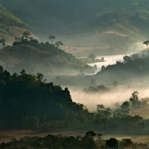 Foggy morning in Nan, Thailand