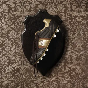 Football boot hanging as a trophy on a wall Football boot hanging as a trophy on a wall
