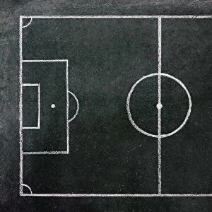 Football pitch drawn on a chalkboard