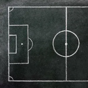 Football pitch drawn on a chalkboard