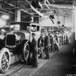 Vintage Ford Motor Car Factory Assembly Line Print