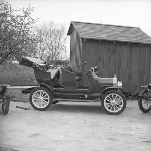 Ford vintage convertible car, (B&W) Ford vintage convertible car, (B&W)