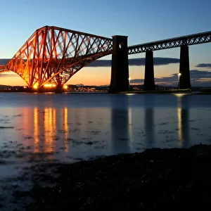 Forth Rail Bridge at dusk, from South Queensferry