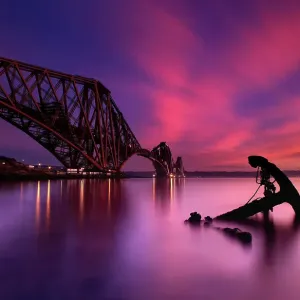 Forth Rail Bridge at sunset, Scotland Forth Rail Bridge at sunset, Scotland