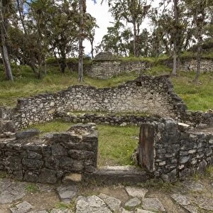 Foundations of a house in the ruins of Kuelap, Chachapoyas, Peru, South America