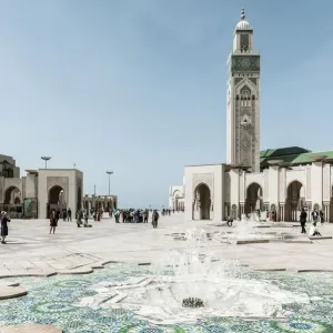 Fountain, Hassan II Mosque, Grande Mosquee Hassan II, Moorish architecture