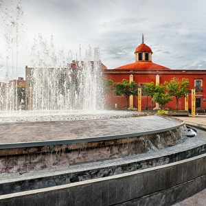 Fountain in Plaza ConstituciAon (Constitution Plaza) - Downtown Queretaro, Mexico
