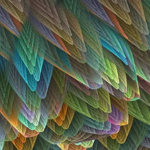 Fractal: A Bright, Colorful Fractal Resembling Feathers Fractal: A Bright, Colorful Fractal Resembling Feathers