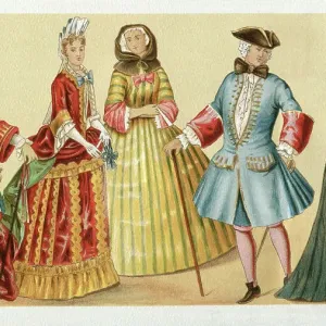 17th Century French Woman in Fontange Hairstyle Print