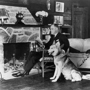 Franklin D. Roosevelt Reading with Dog Franklin D. Roosevelt Reading with Dog